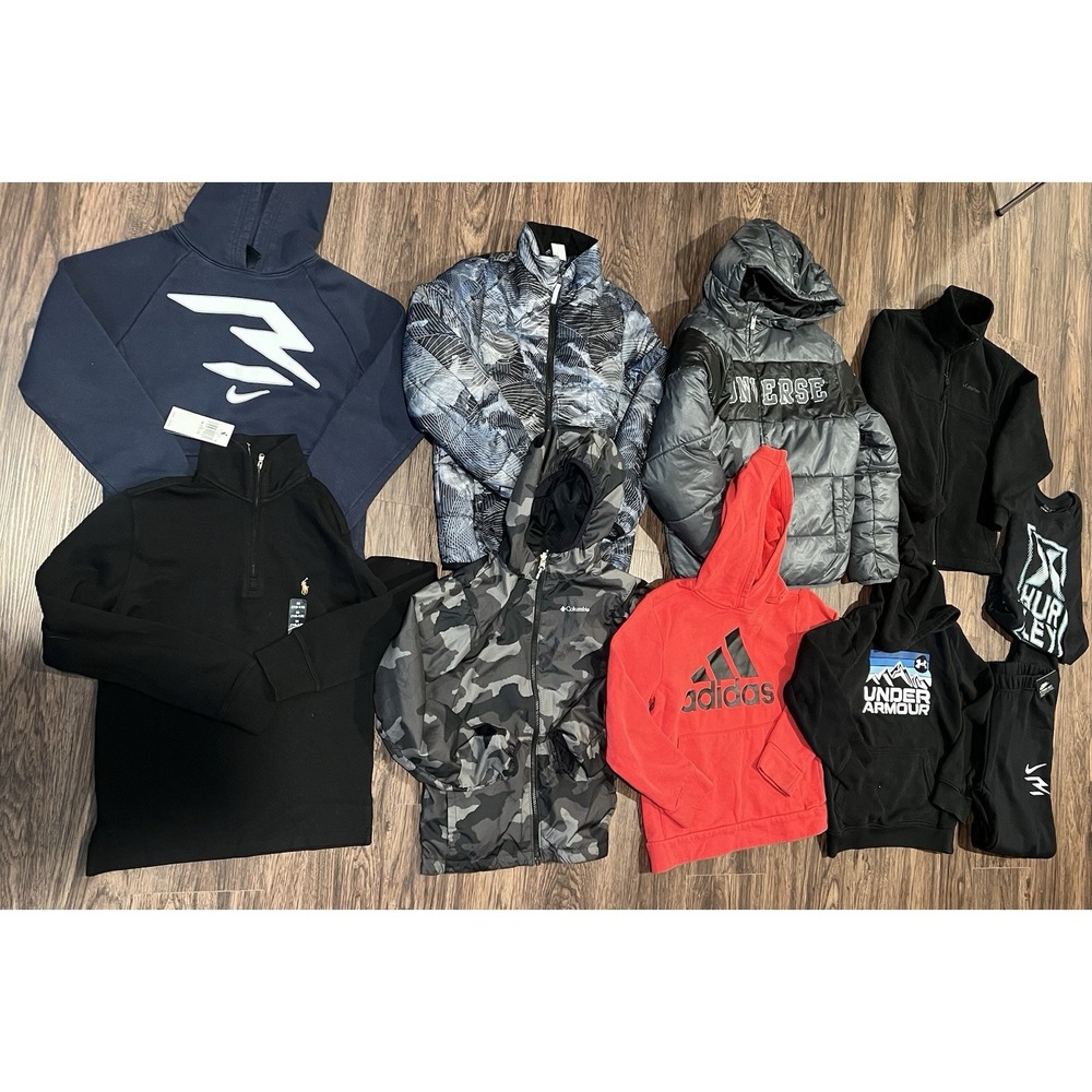 Boys Size M 10/12 Adidas Columbia Most Are Jackets And Hoodies Lot Of 10